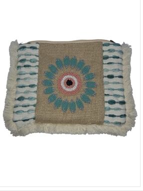 Beaded Evil Eye Boho Fringe Cosmetic Bag Clutch By Antik Kraft